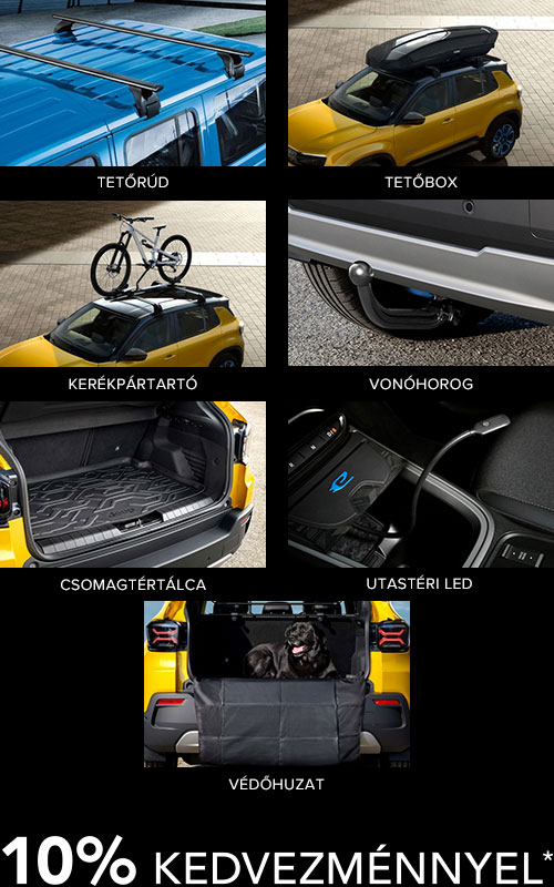 TETŐRUDAK, KERÉKPÁRTARTÓK, TETŐBOXOK, CSOMAGTÉR KIEGÉSZÍTŐKCSOMAGTÉRTÁLCÁK, UTASTÉRI LED VILÁGÍTÁS, VONÓHORGOK